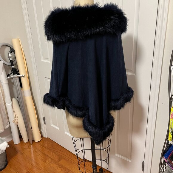 Faux Fur Knit Poncho - Picture 3 of 3